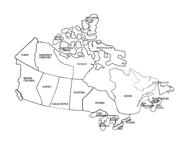 Mapa do Canadá para colorir 