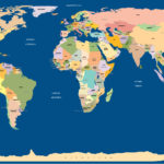Mapa do mundo países e bandeiras