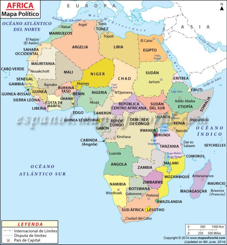 Mapa Da África Mapa Político Atual Países Capitais E Idiomas 2058