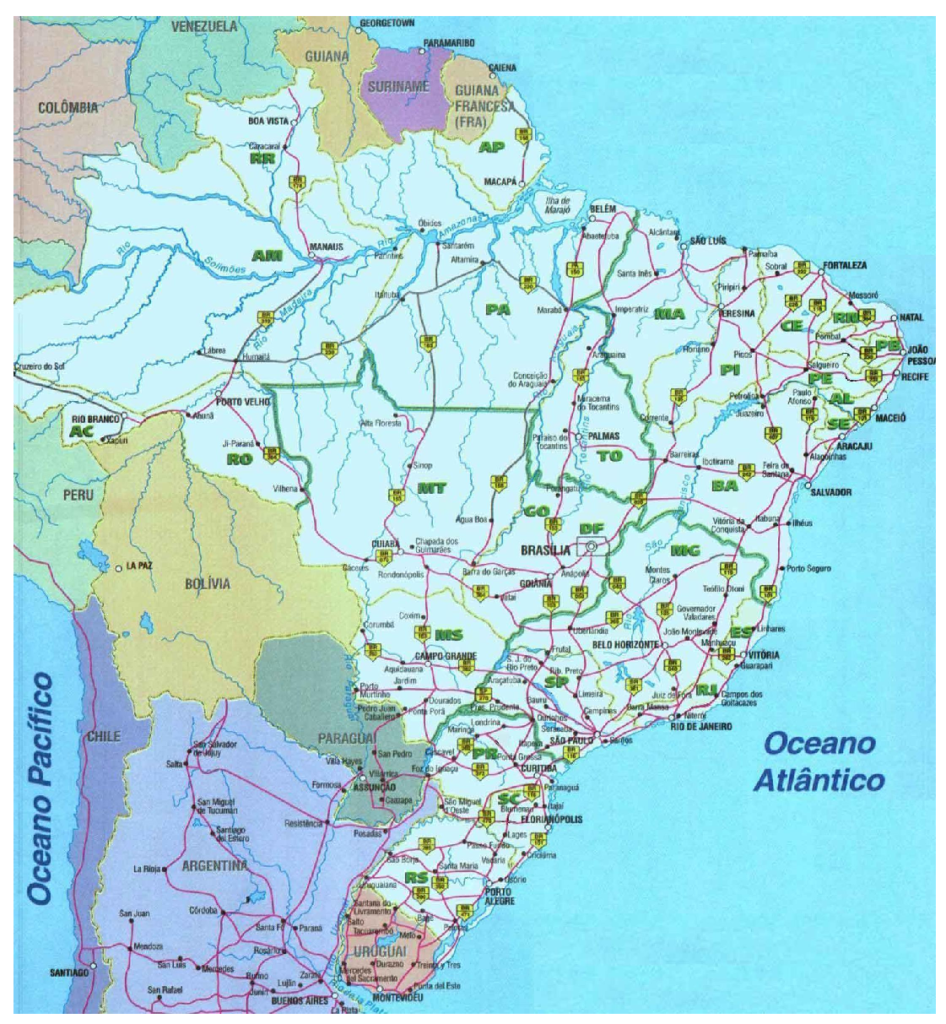 Mapa rodoviário brasileiro