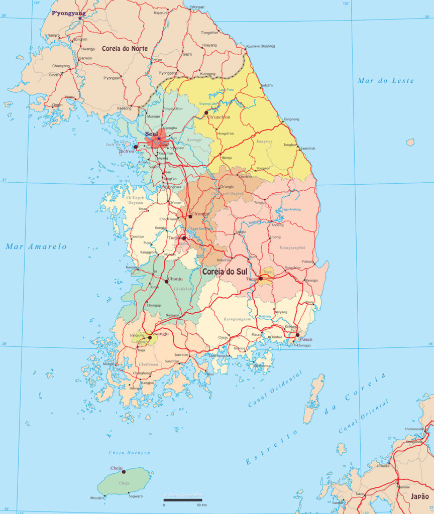 mapa da coréia do sul