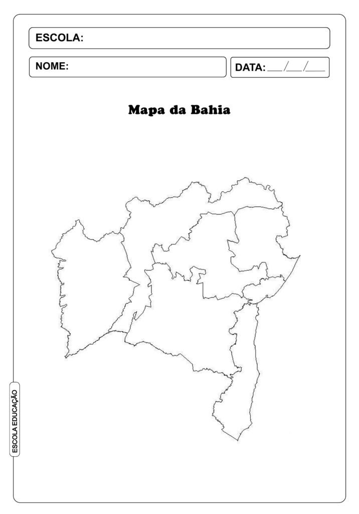 Mapa da Bahia para imprimir e colorir