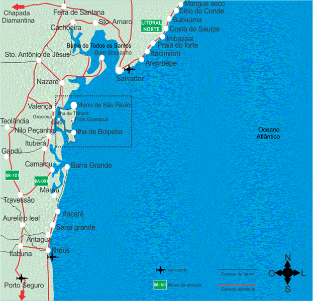 mapa sul da Bahia