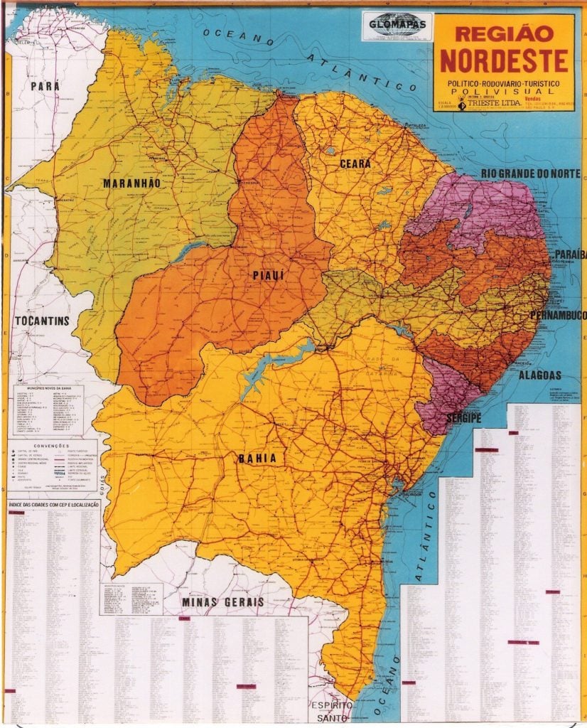 Mapa do nordeste do Brasil