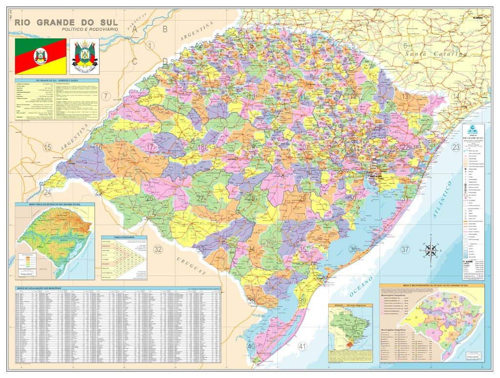 Mapa Do Rio Grande Do Sul Mapa Politico Rodoviario Cidades E Regioes