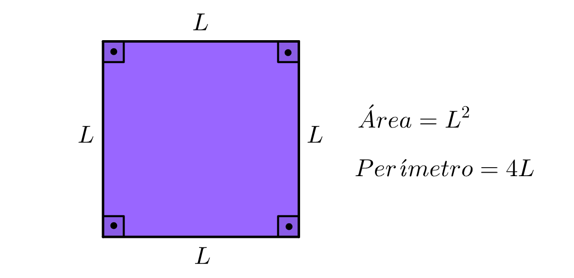 área e perímetro do quadrado