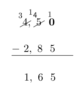 Subtração de números decimais