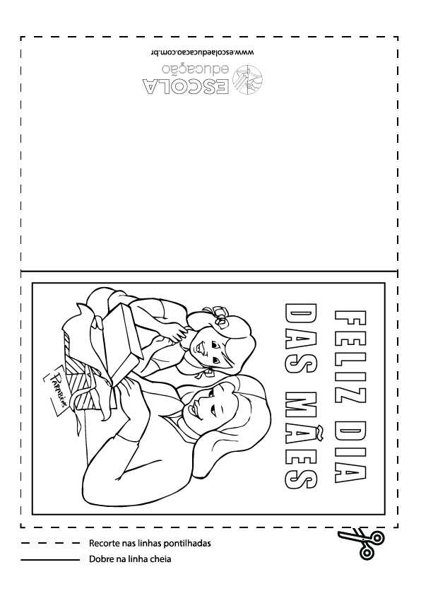 Cartão Dia das Mães para imprimir e colorir