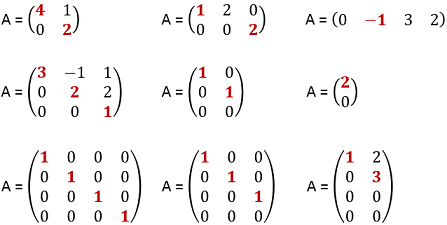 Exemplos de matrizes escalonadas