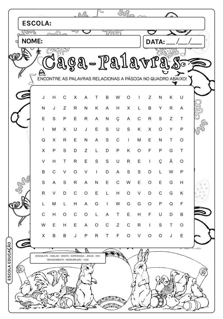 Caça-palavras inéditos para imprimir