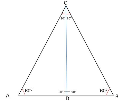 Altura de um triângulo equilátero