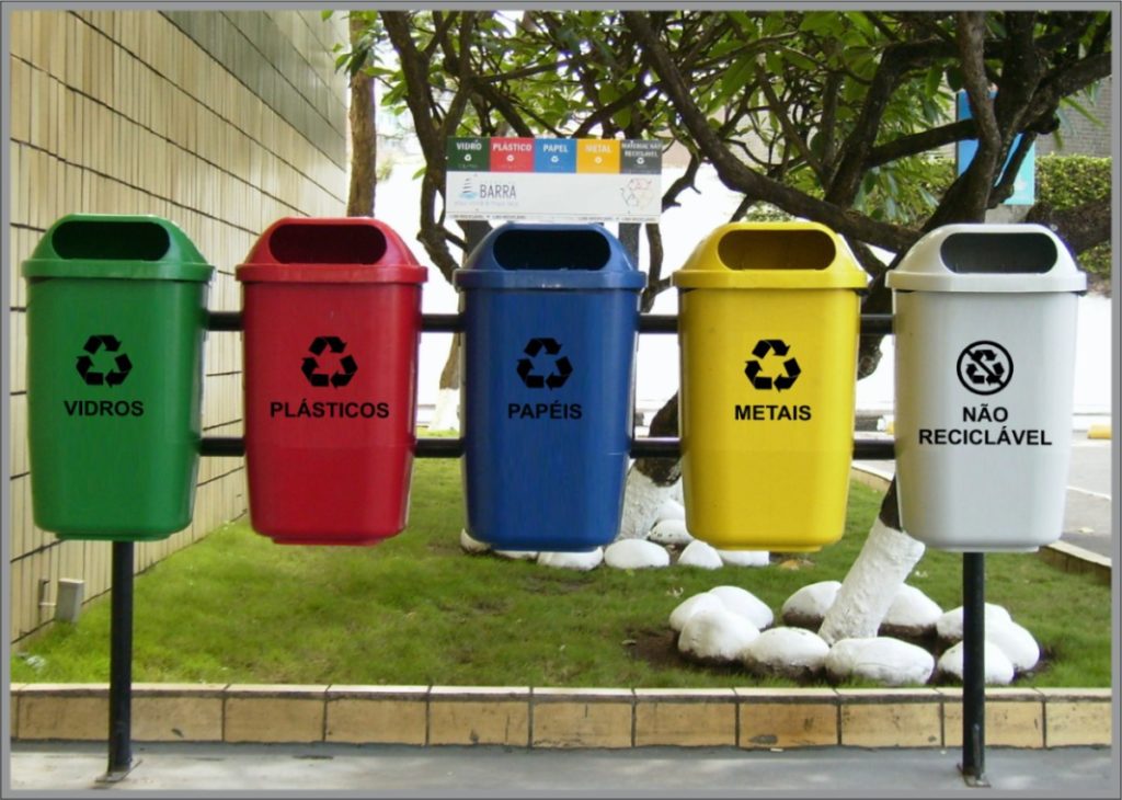 Cores das lixeira de reciclagem