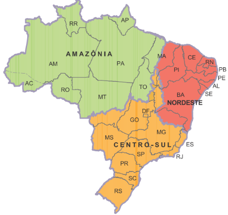 Regionalização do território brasileiro