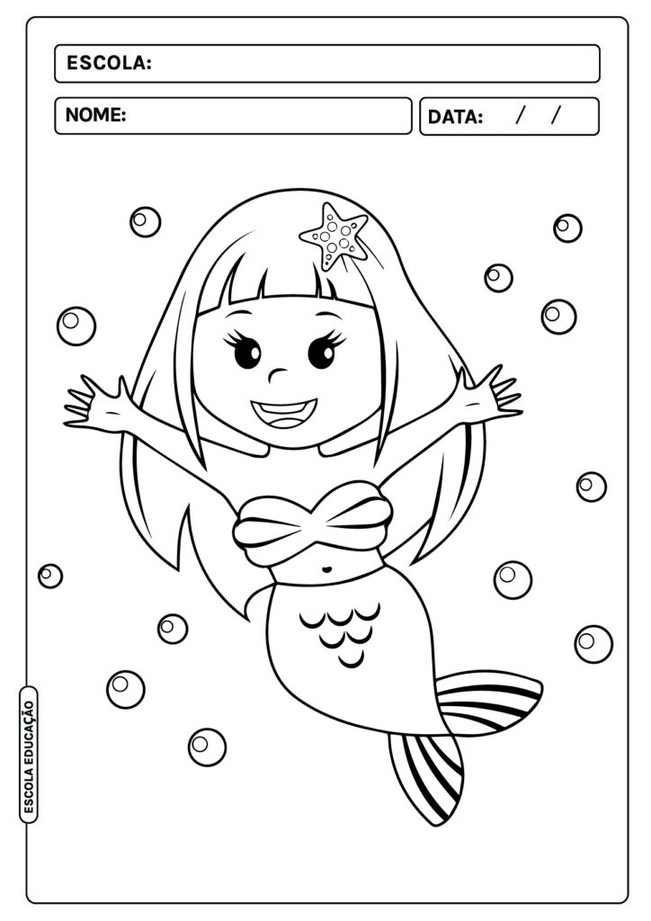 22 Desenhos da sereia Iara para colorir - Folclore brasileiro