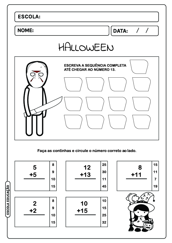 Atividades de matemática - Halloween