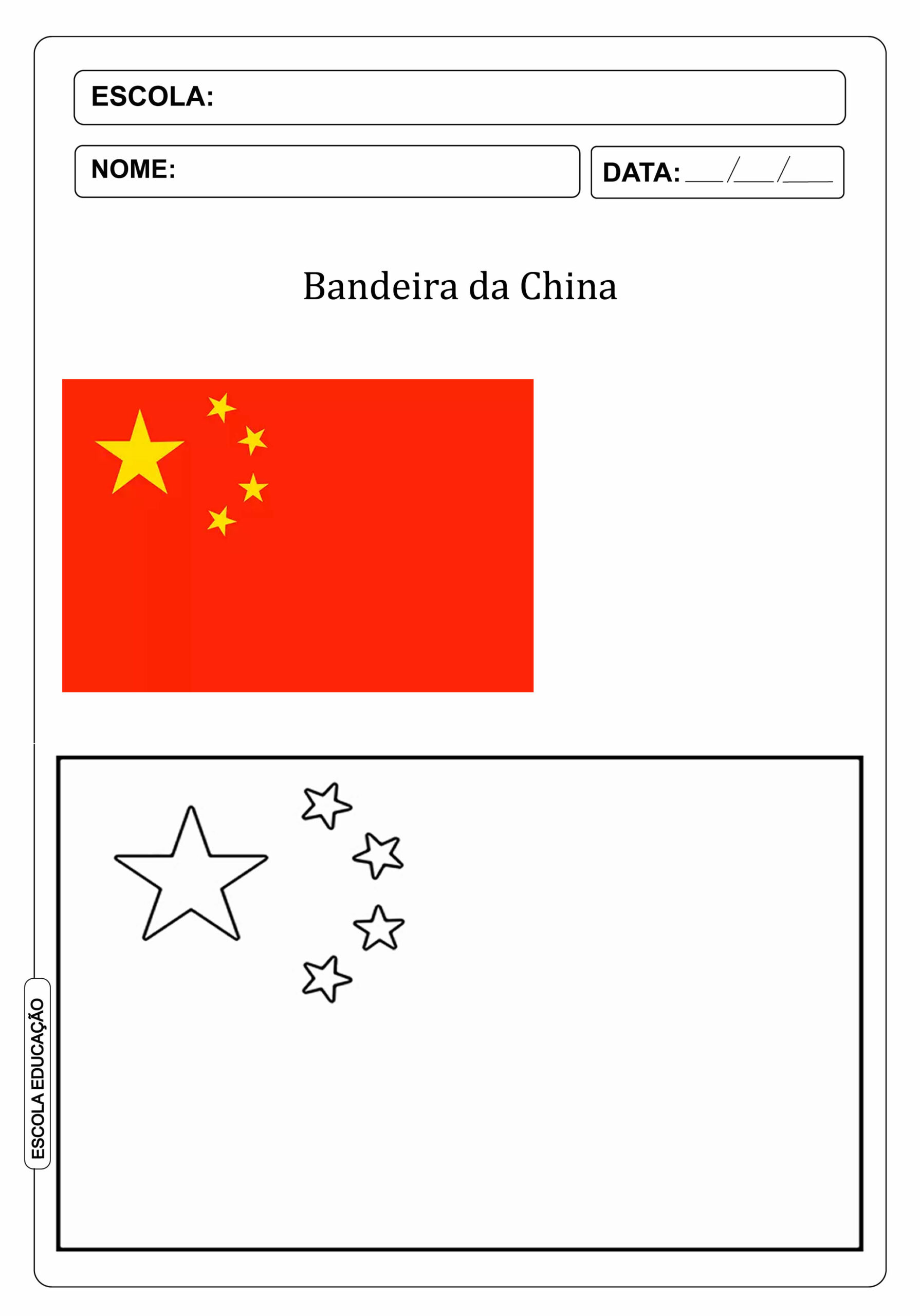 Bandeira da China para colorir