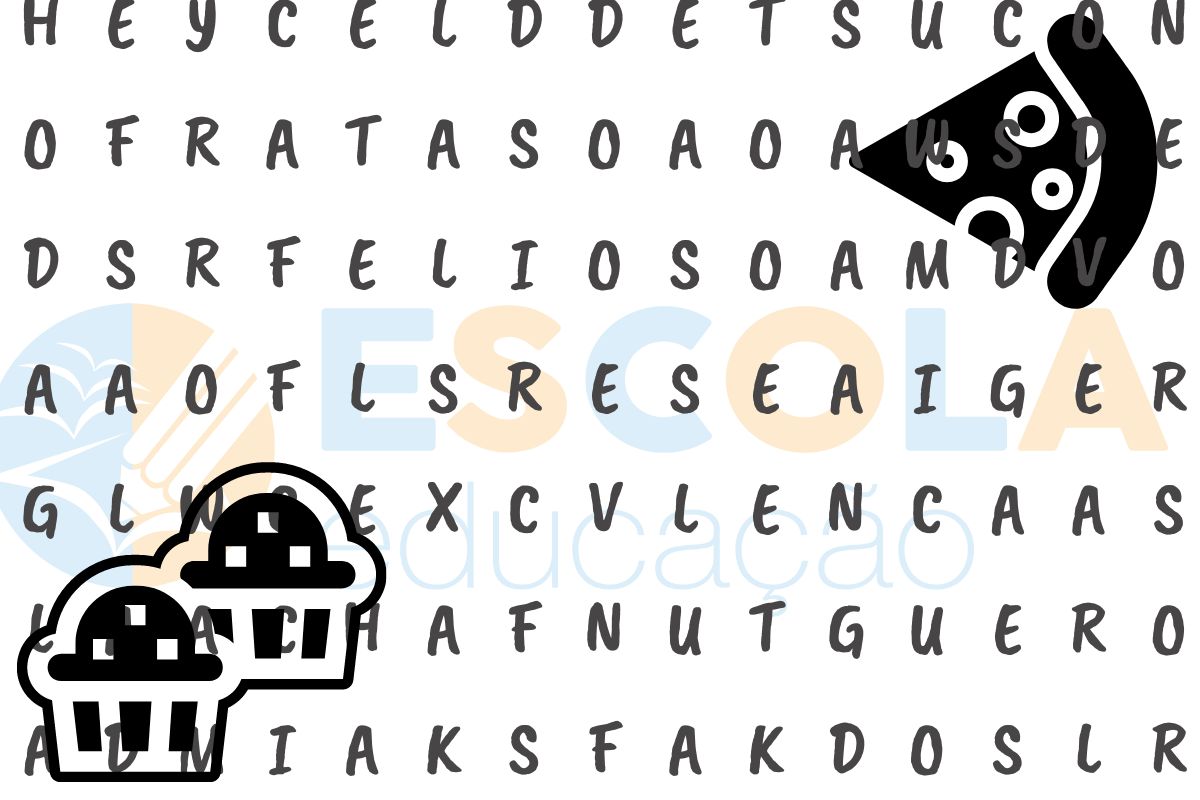 Você consegue encontrar as palavras DOCE e SALGADO neste caça-palavras?