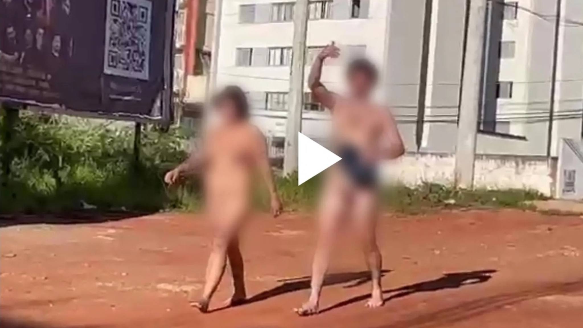 Em Goiânia, casal completamente nu sai em caminhada pelas ruas; Nem salão de beleza escapa da ação da dupla pelada