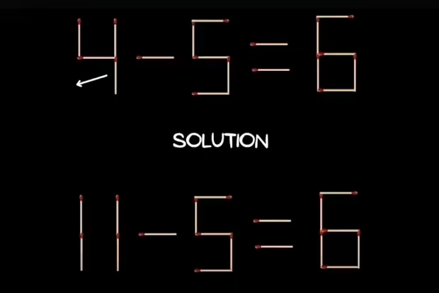 Nível difícil: movimente apenas um palito para resolver a equação