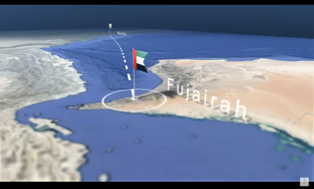 Túnel subaquático conectaria Emirados Árabes Unidos à Índia a 1800 km/h. (Imagem: Reprodução Youtube/ PRNewsfoto/National Advisor Bureau Limited)