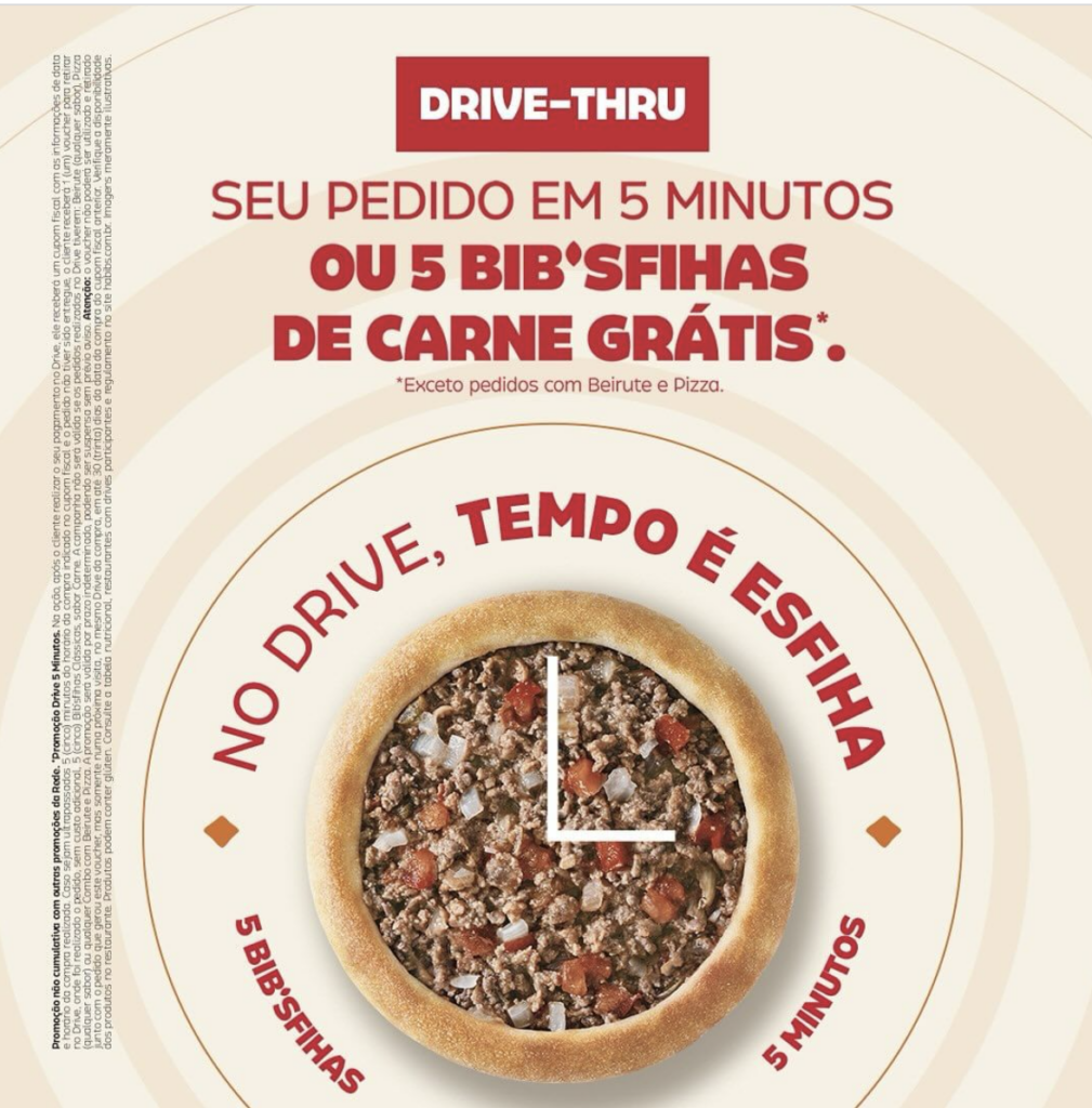 Campanha “No drive, tempo é esfiha” é válida neste mês de abril. 
