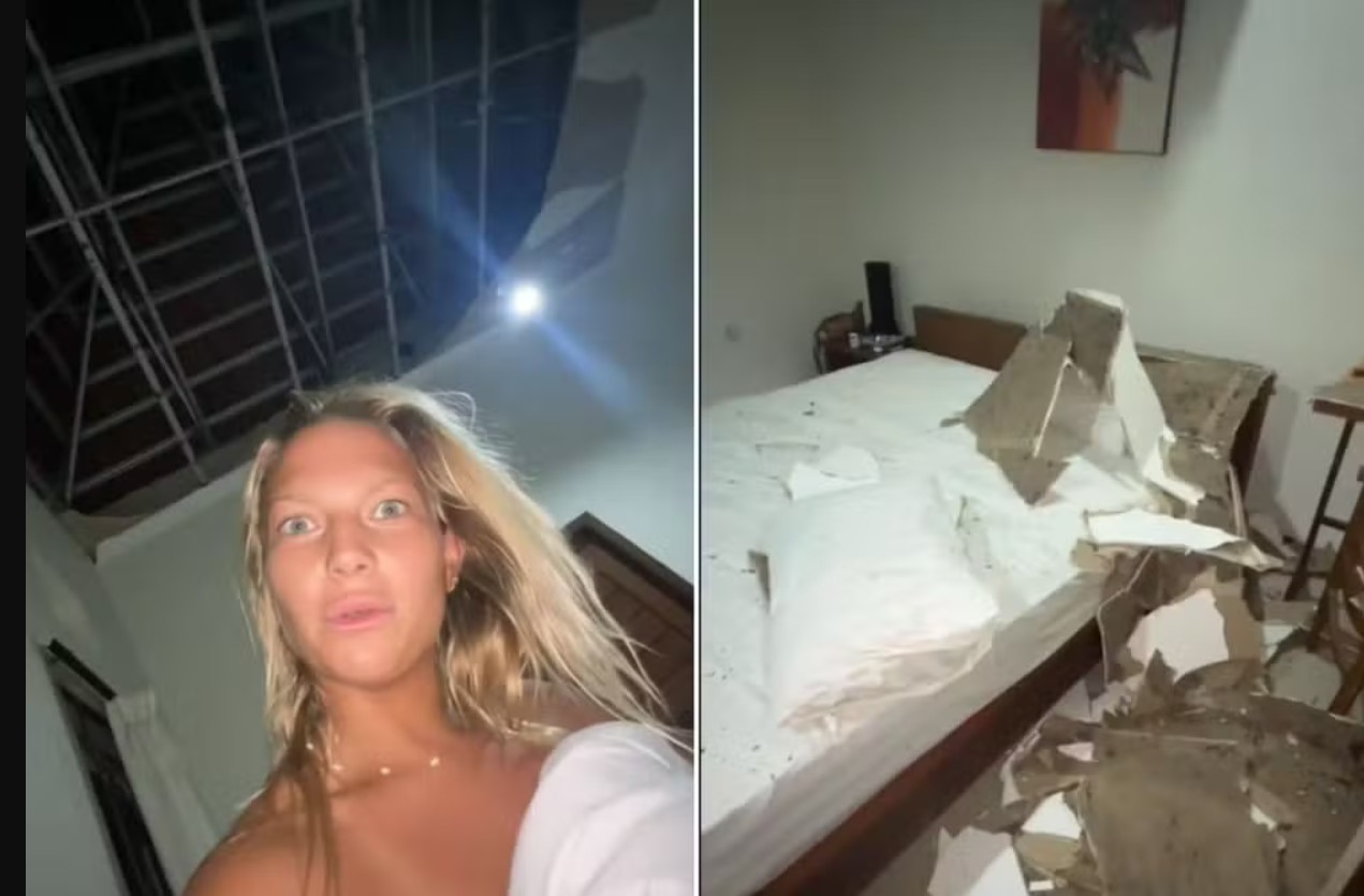 Ela só queria descansar… Mas o teto do hotel tinha outros planos!
